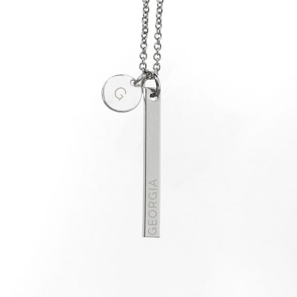 Personalised Sleek Bar and Disc Necklace