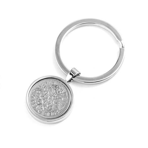 Personalised Lucky Sixpence Keyring