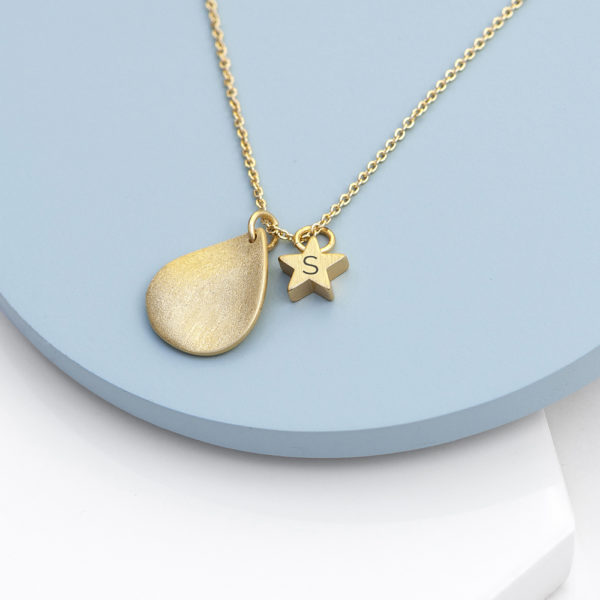 Personalised Matte Star and Drop Necklace