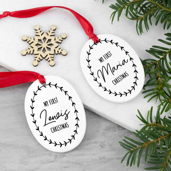 Personalised First Christmas Wreath Decoration