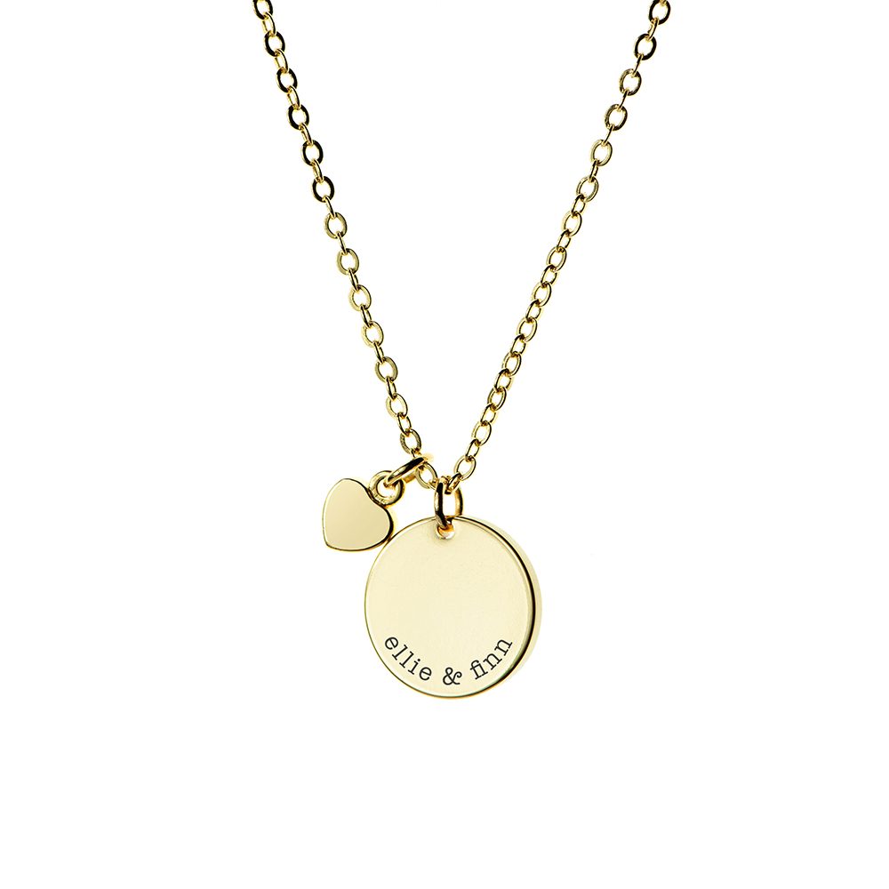 Personalised Polished Heart and Disc Necklace Personalised Polished Heart and Disc Necklace