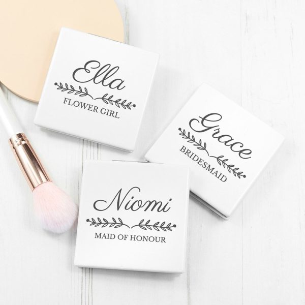 Personalised Bridal Party Square Compact Mirror