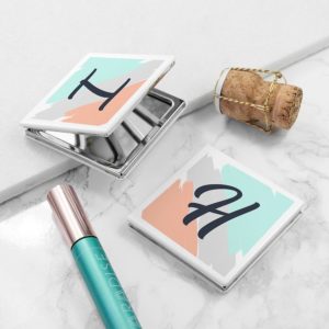 Personalised Brush Stroke Square Compact Mirror - Sunset