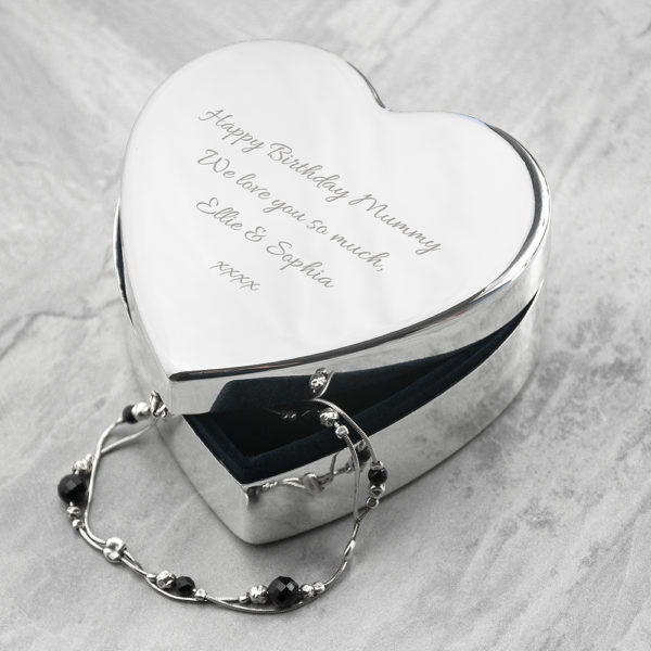 Personalised Classic Silver Heart Trinket Box