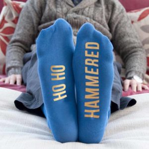 Personalised Cobalt Blue & Canary Yellow Christmas Day Socks