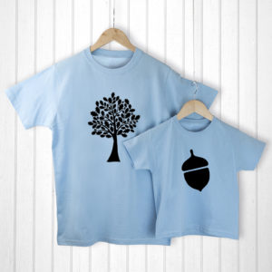 Personalised Daddy and Me Acorn Blue T-Shirts