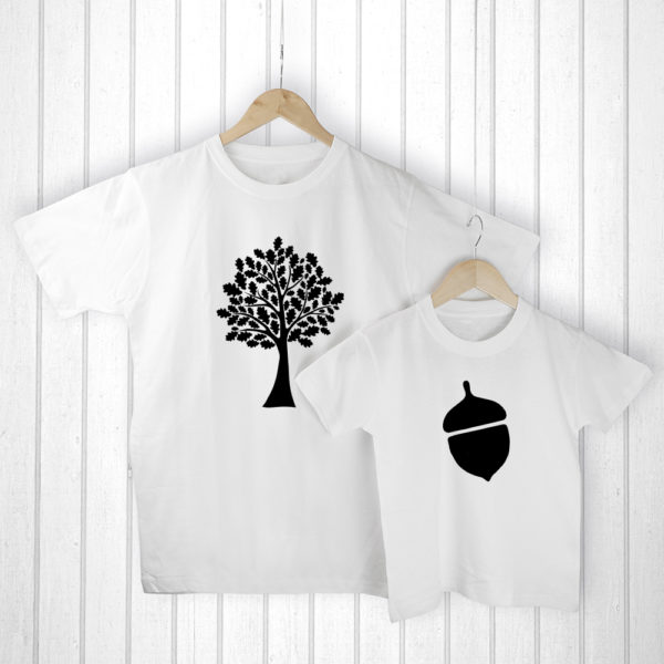 Personalised Daddy and Me Acorn White T-Shirts
