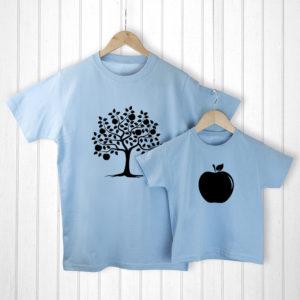 Personalised Daddy and Me Apple Blue T-Shirts