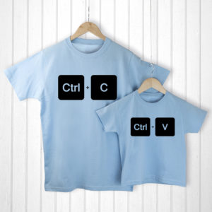 Personalised Daddy and Me Copy Paste Blue T-Shirts