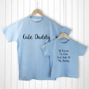 Personalised Daddy and Me Cuties Blue T-Shirts