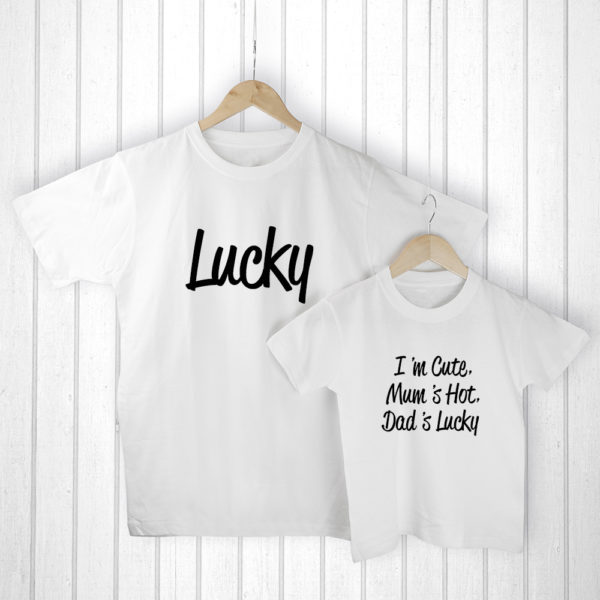 Personalised Daddy and Me Lucky White T-Shirts