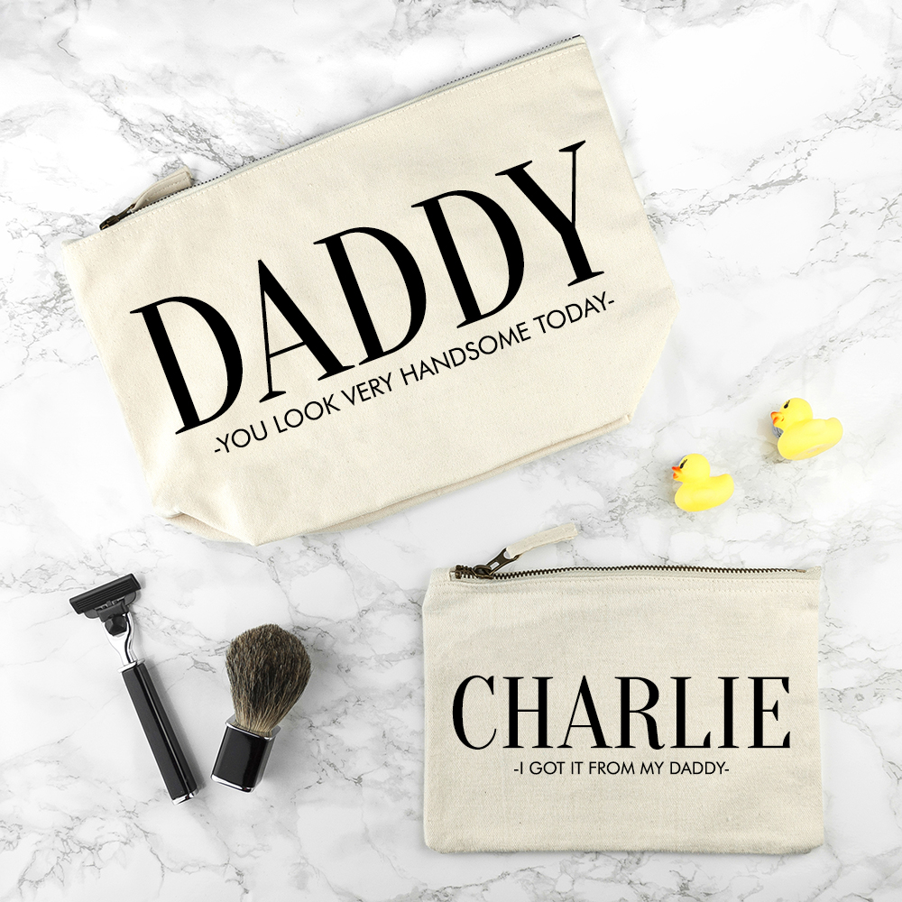 Personalised Daddy & Me Cream Wash Bags