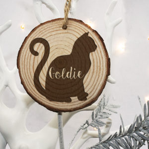Personalised Engraved Cat Silhouette Christmas Tree Decoration