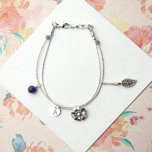 Personalised Forget Me Not Friendship Bracelet With Amethyst Stones
