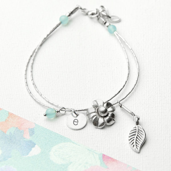 Personalised Forget Me Not Friendship Bracelet With Blue Topaz Stones