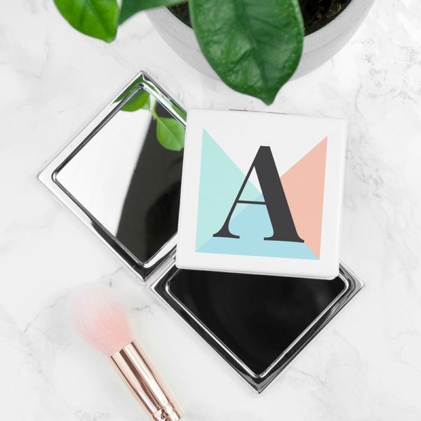 Personalised Geometric Square Compact Mirror - Spring