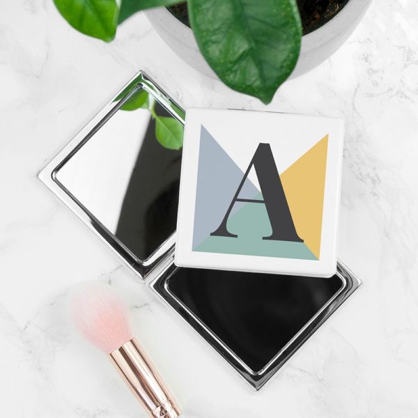 Personalised Geometric Square Compact Mirror - Summer