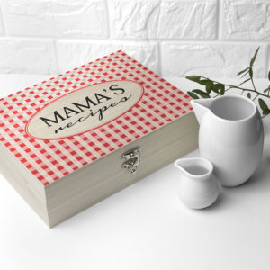 Personalised Gingham Red Recipe Box