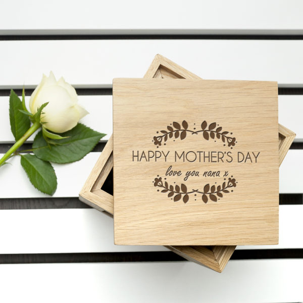 Personalised Happy Mother's Day Oak Photo Cube