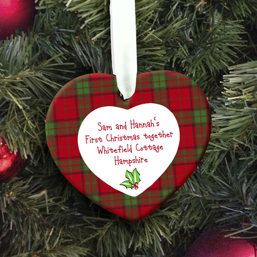 Personalised Holly Heart Christmas Decoration