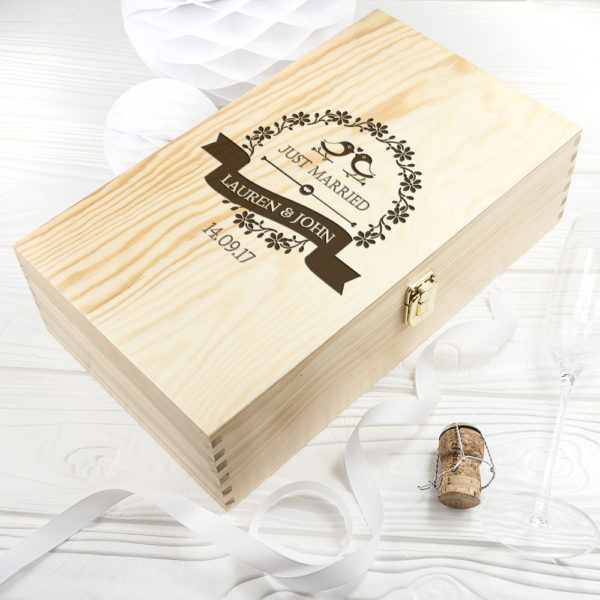 Personalised Just Married Wine Box