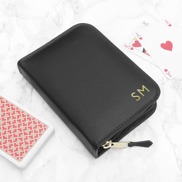 Personalised Leather Double Playing Card Case