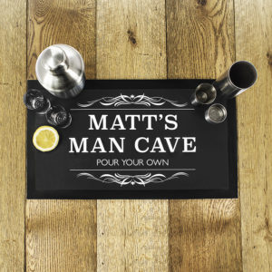 Personalised Man Cave Black Bar Mat
