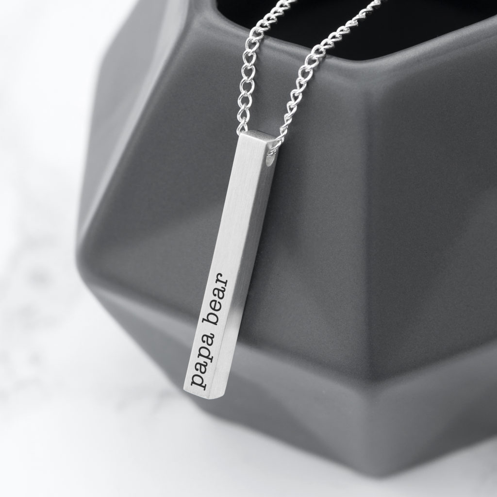 Personalised Men's Solid Bar Necklace - Silver