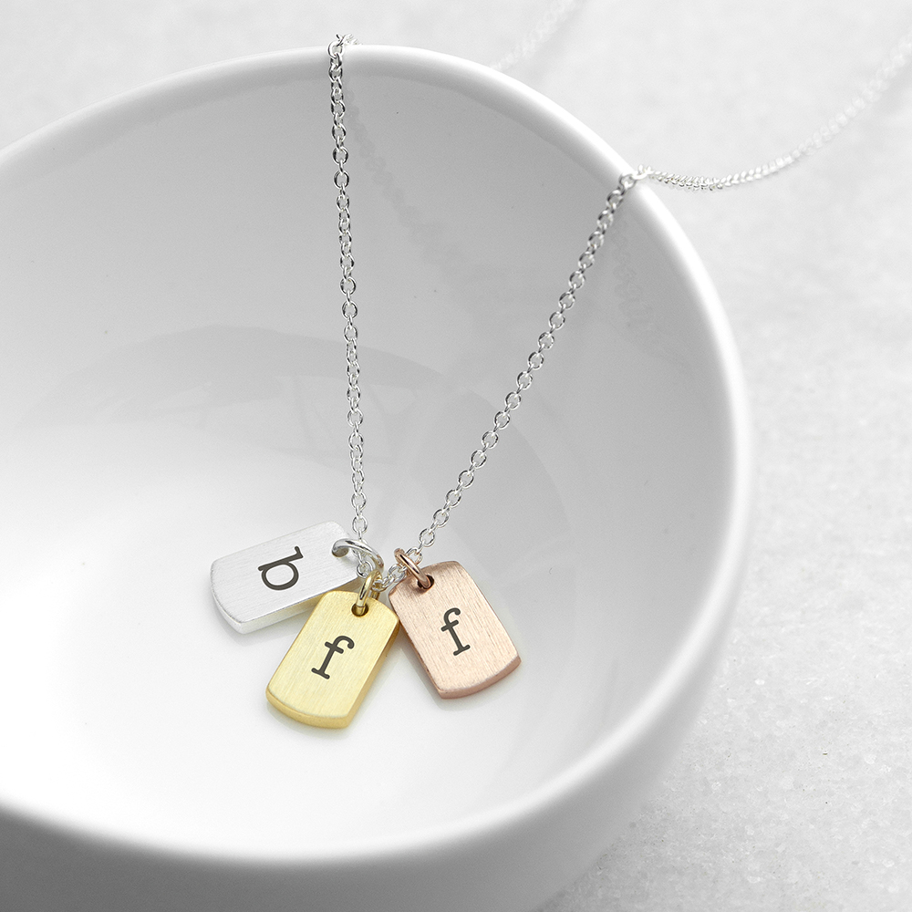 Personalised Mixed Metal Mini Tags Necklace