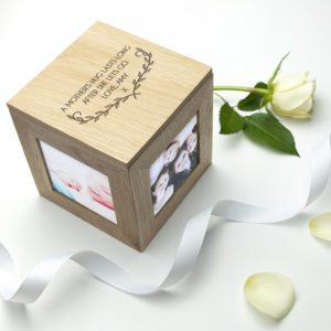 Personalised Mother's Love Oak Photo Cube