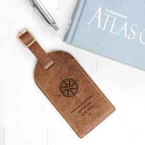 Personalised Natural Tan Engraved Leather Luggage Tag
