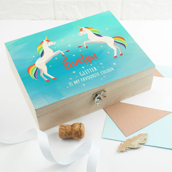 Personalised Rainbow Unicorn Accessories Box