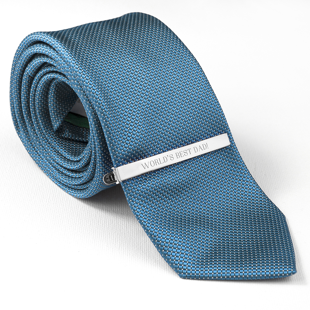 Personalised Rhodium Plated Tie Clip