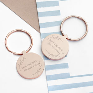 Personalised Save the Date Round Keyring