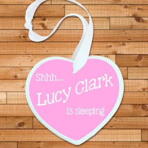 Personalised Shhh Baby's Sleeping Heart Keepsake in Pink