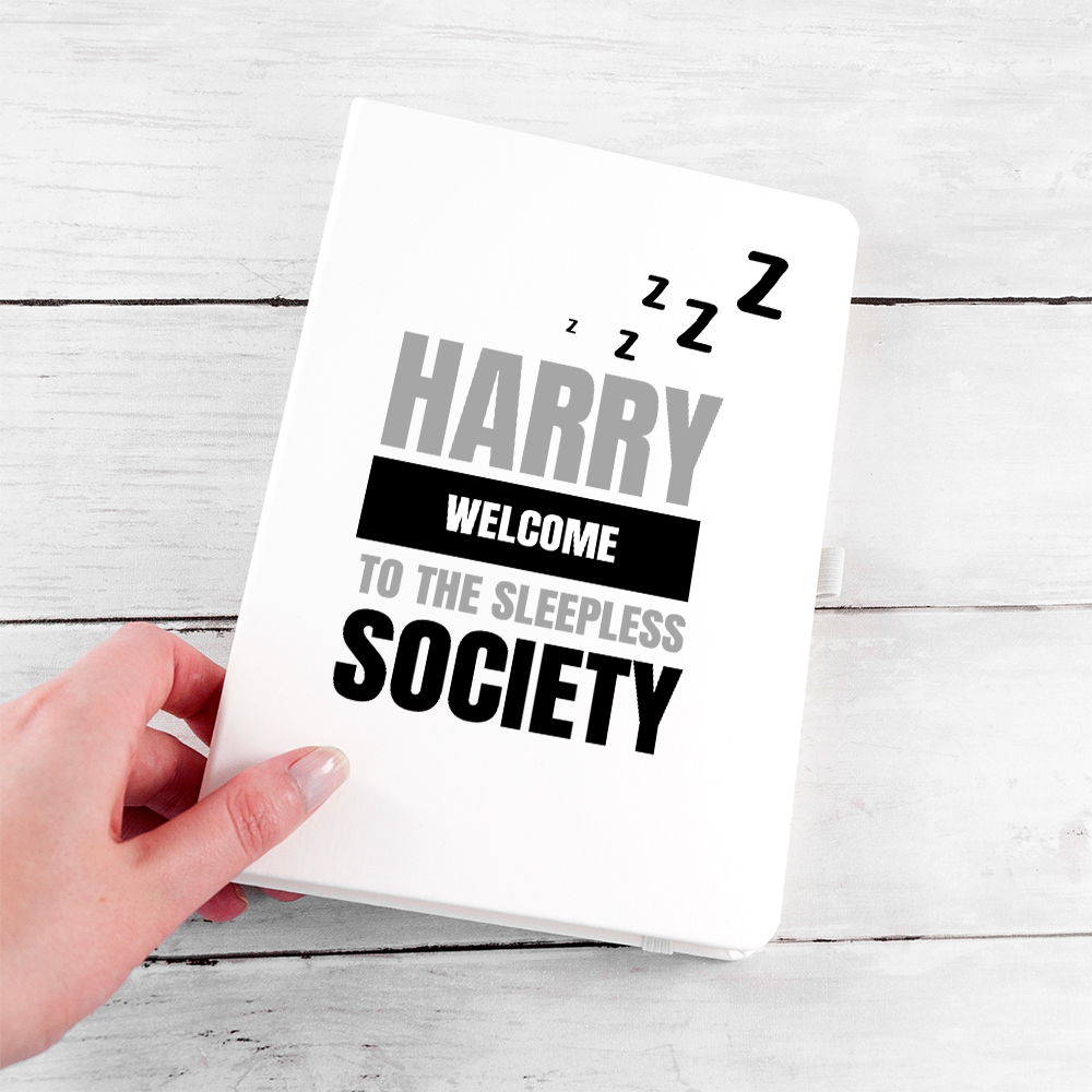 Personalised Sleepless Society A5 Notebook
