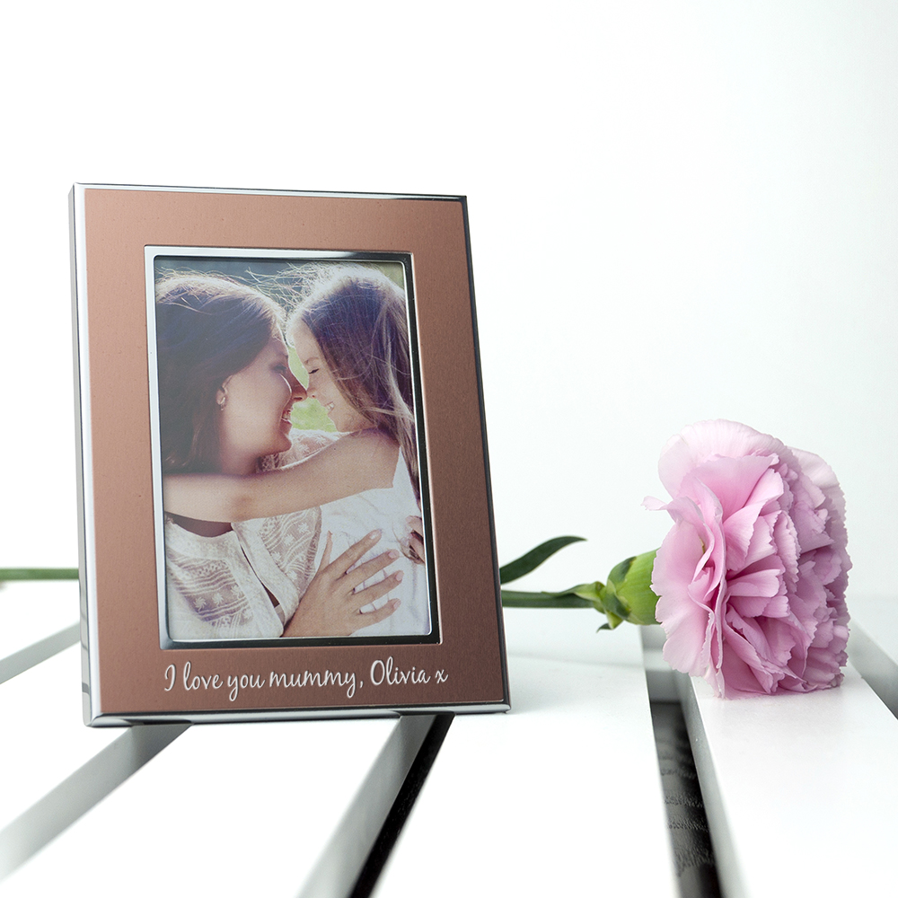 Personalised Small Rose Gold Metal Photo Frame