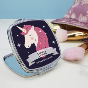 Personalised Sparkle Squad Square Navy Compact Mirror