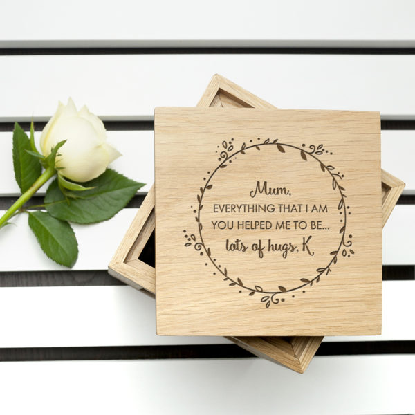 Personalised Thank You Mum Oak Photo Cube