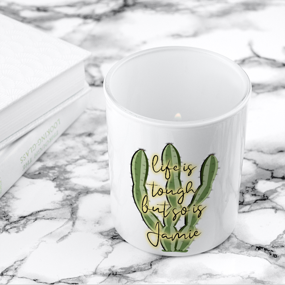 Personalised Tough as Cactus Tealight Holder