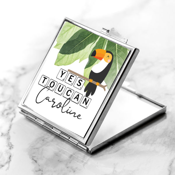 Personalised Yes Toucan Square Compact Mirror