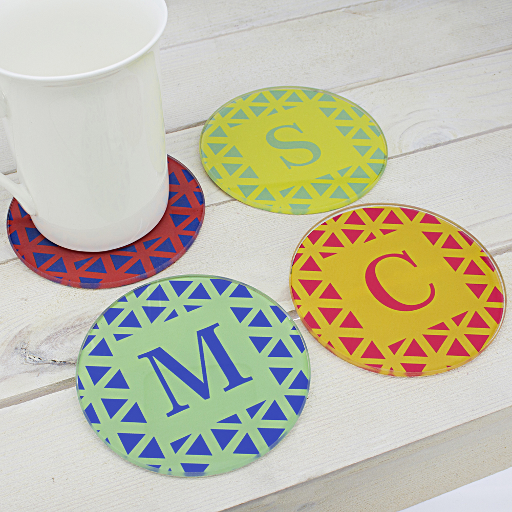 Set of Four Glass Coasters - Vibrant Design