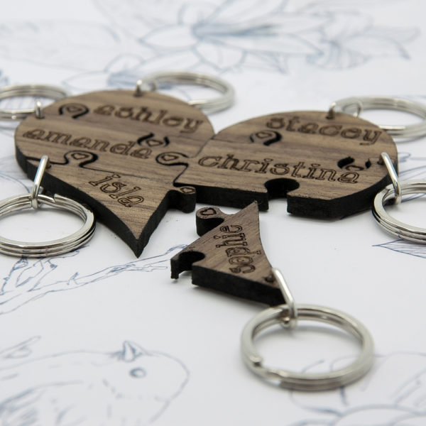 To Our Bridesmaid Heart Jigsaw Wooden Keyring
