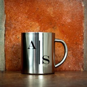 Monogram Stylised Initial Silver Outdoor Mug