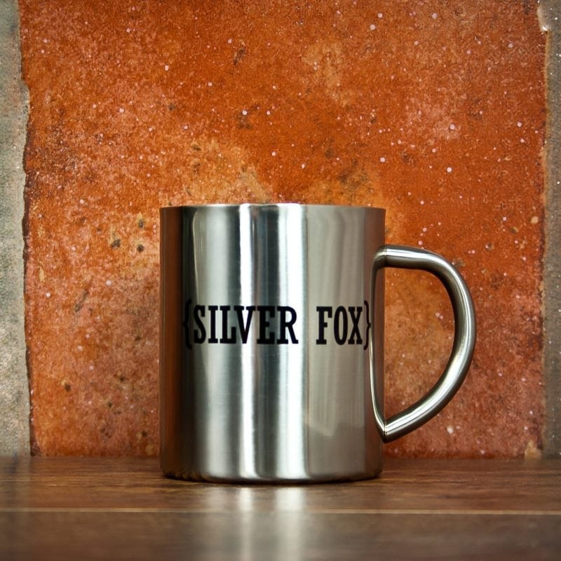 Open Personalisation with Swirl Brackets Silver Outdoor Mug