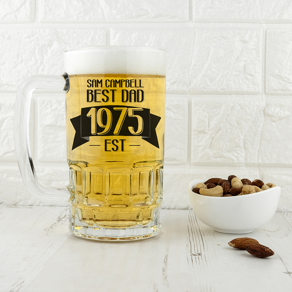 Dad Established In Beer Glass Tankard Dad Established In Beer Glass Tankard