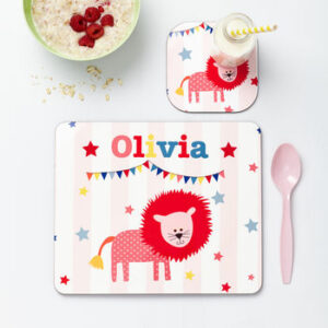 Personalised Children’s Circus Lion Placemat Set Personalised Children's Circus Lion Placemat Set