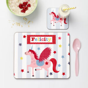 Personalised Girl’s Unicorn Placemat Set Personalised Girl's Unicorn Placemat Set