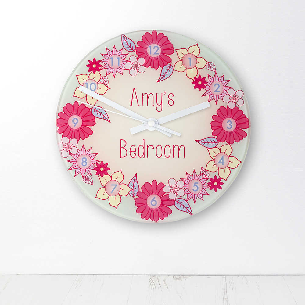 Flower Garland Personalised Little Girl’s Wall Clock Flower Garland Personalised Little Girl's Wall Clock