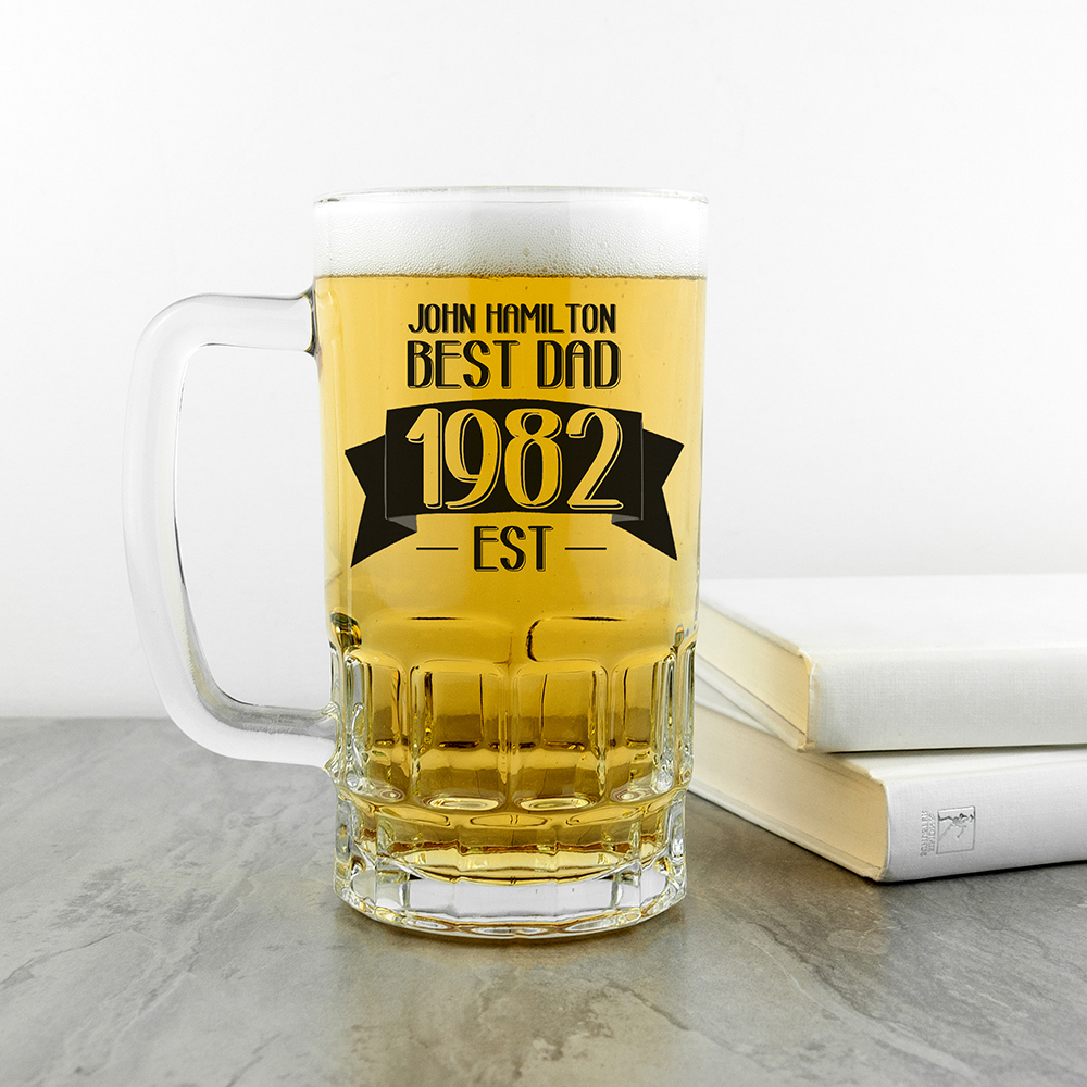 Dad Established In Beer Glass Tankard Dad Established In Beer Glass Tankard